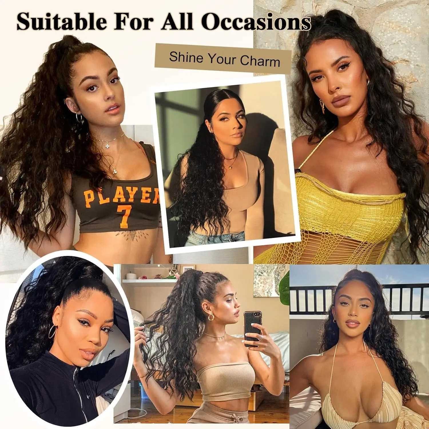 Synthetic Corn Wave Ponytail Extension Long Wavy Curly Wrap Around Ponytail Clip in Ponytail Hairpiece for Women Girls Daily UseXJ241221