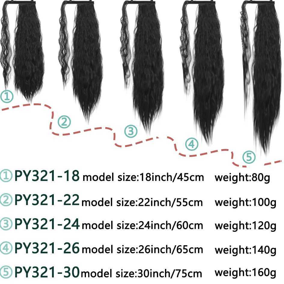 Allaosify synthetic high temperature silk 16 -30 corn beard ponytail long hair curly ponytailXJ241221