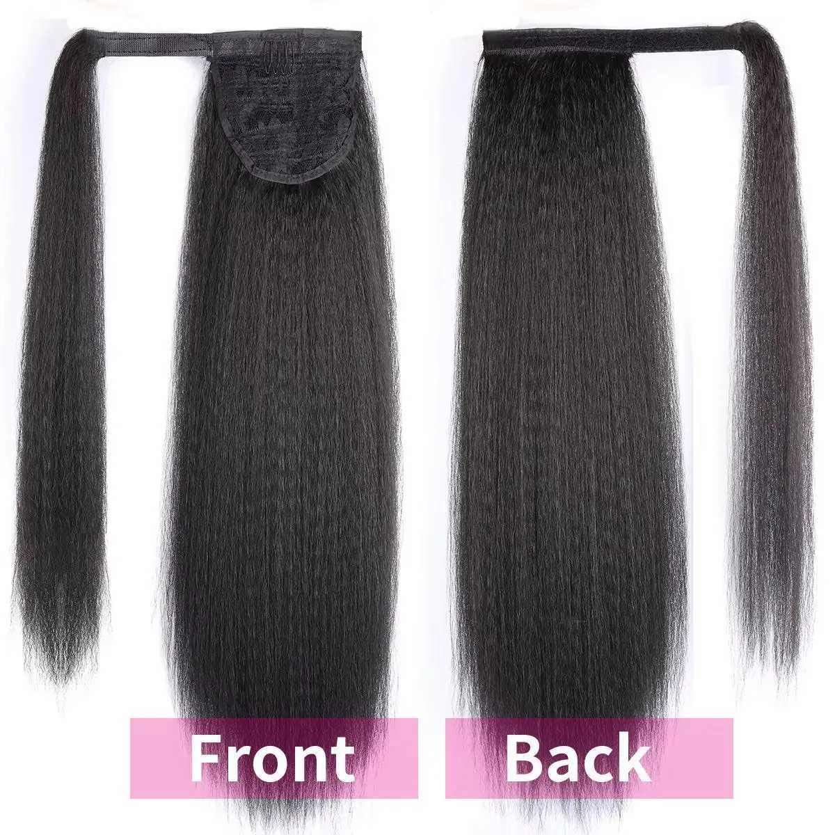 Synthetic Kinky Straight Ponytail Extension for Black Women 24 Long Yaki Wrap Around Magic Paste Ponytail Extension HairpieceXJ241221
