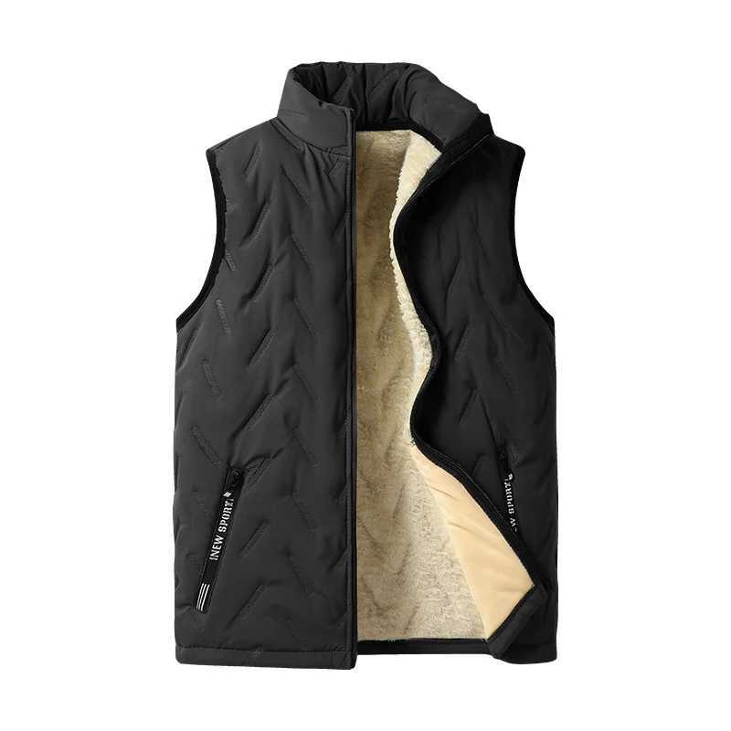 L-7XL Large Size Lamb Fleece Vest Sports and Leisure Stand-up Collar Autumn and Winter Plus Velvet Thick Warm Waistcoat VestXJ241221