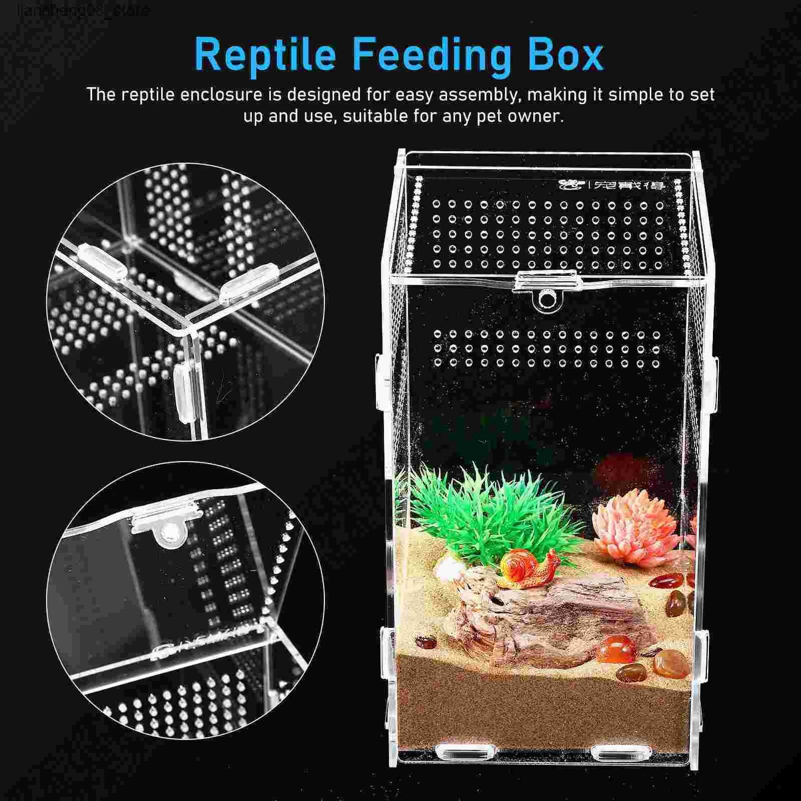 Other Pet Supplies Feeding box living box gecko tank reptile shell jumping spider snail acrylic frog Terrarium transparent L240910