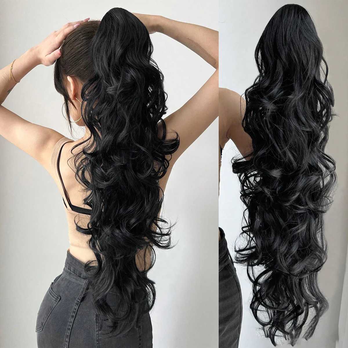 Multi-Color Optional Wave Claw Ponytail Extension-Voluminous Curly Clip-In Hairpiece for Women-Ultra-Soft Synthetic Luxury StyleXJ241221