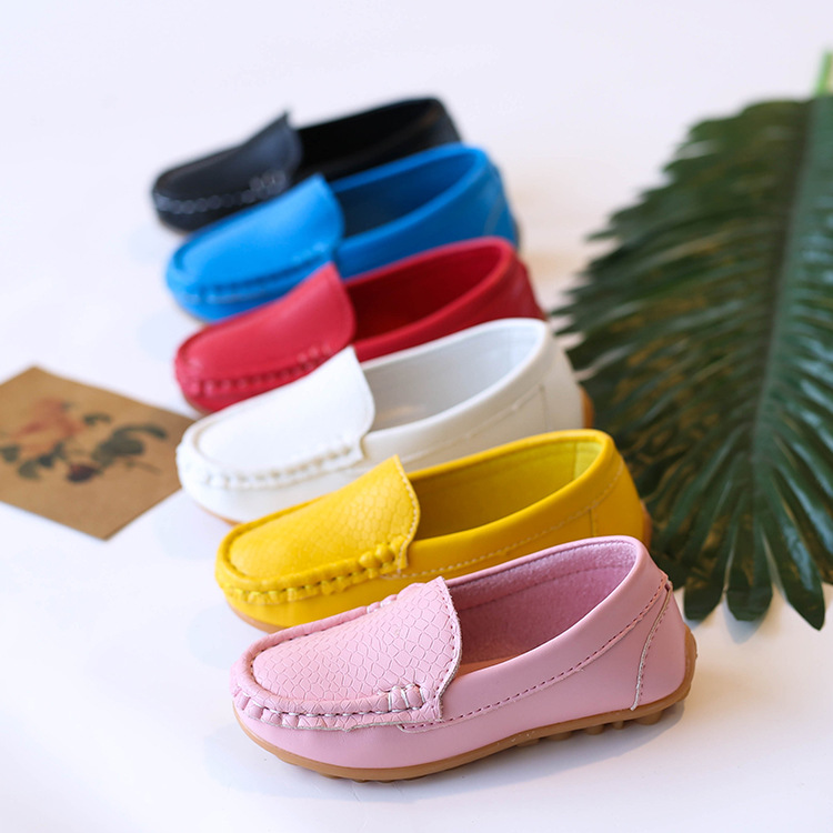 Kids Casual Shoes Flat Candy Colors Unisex Boys Girls Soft Loafers Slip-on PU Leather For Toddler Happysteps Girl Youth Shoes Big Size US5c-US4y