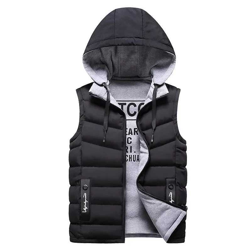 Mens Winter Warm Sleeveless Vest Jacket Down Jacket 2024 Mens Hooded New Vest Reversible Removable Hat Outer Top S-4XLXJ241221