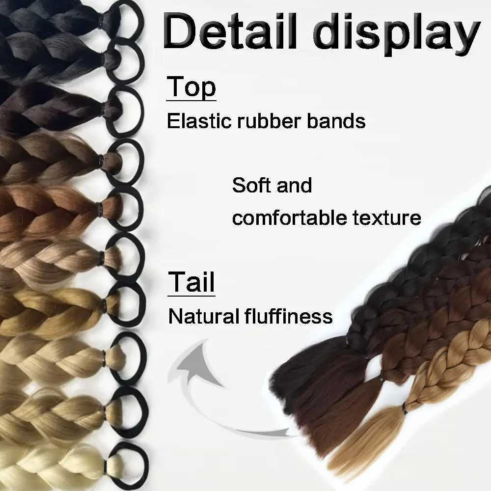 Womens Synthetic 24-Inch Braided Ponytail Extensions Straight Hair Style Basics Twisted Braid Long Tail HairpieceXJ241221