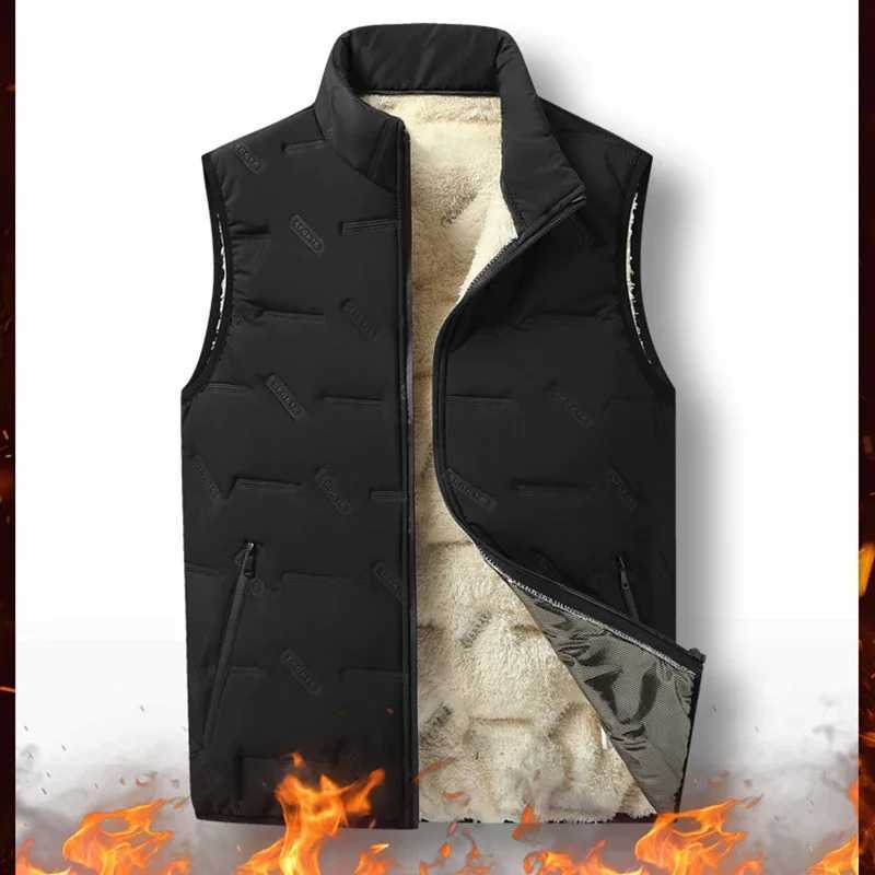 Mens Autumn Sleeveless Parka 2024 Winter Vest Jackets Casual Waterproof Vest Coats Mens Down Cotton Fleece Thick Thermal VestsXJ241221