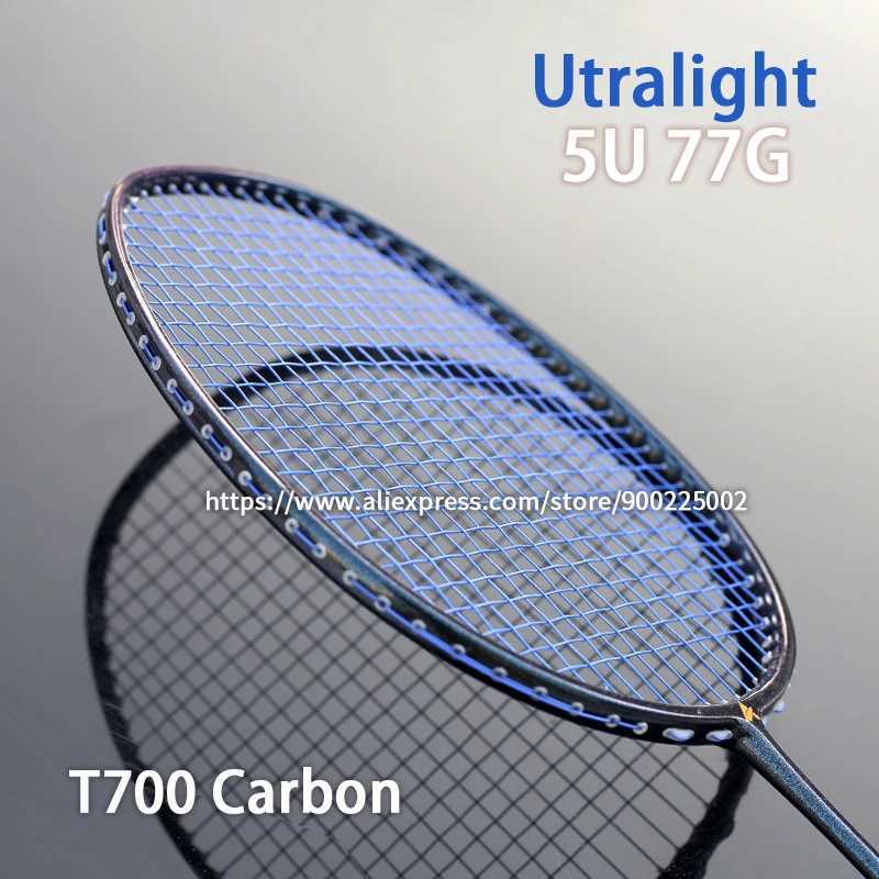 Ultralight 5U T700 carbon fiber support badminton racket with string bag professional racket sports power padW241221