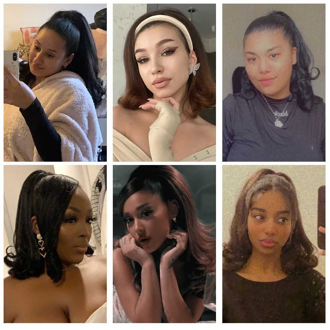 Lydia Tail Warping Synthetic 16 Kinky Straight Hairpiece With Two Plastic Comb Drawstring Ponytail Hair Extension 1B# BlackXJ241221