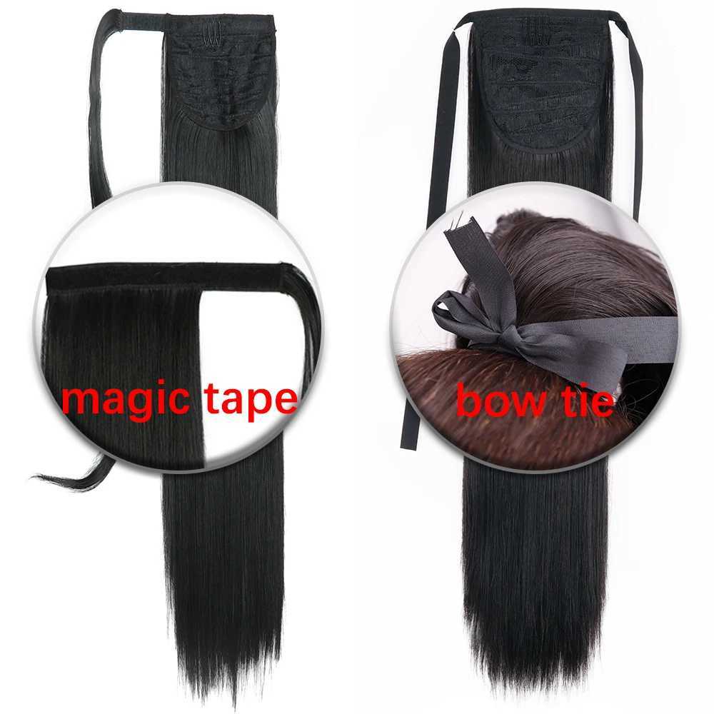 Synthetic Long Straight Ponytail Extensions 22 Inch Wrap Around Light Golden Brown Ponytails Hair Piece Pony Tail Hair ExtensionXJ241221