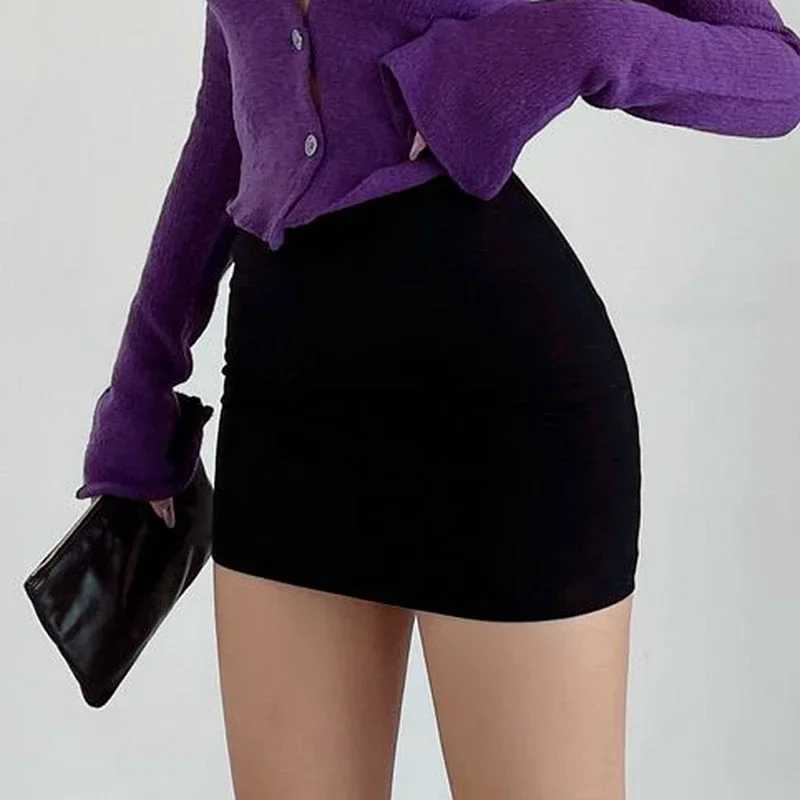Summer Mini Black Skirts Sexy Womens Elastic High Waist Skinny Short Faldas jer Korean Style Clothes Bodycon Micro Skirt GrayXJ241221