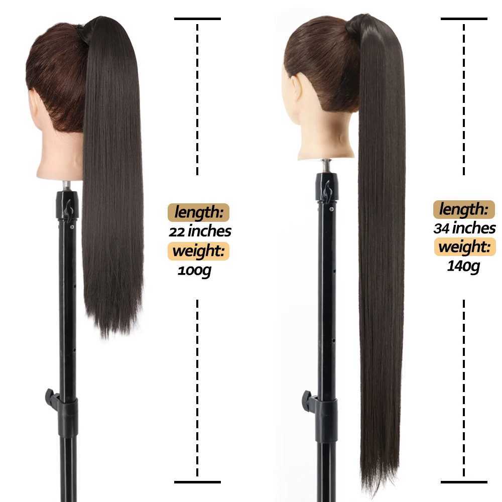Synthetic Ponytail Extensions Wrap Around Clip In PonyTail Hair Hairpiece Long Straight Hairstyle For Women 22Inch/32InchXJ241221
