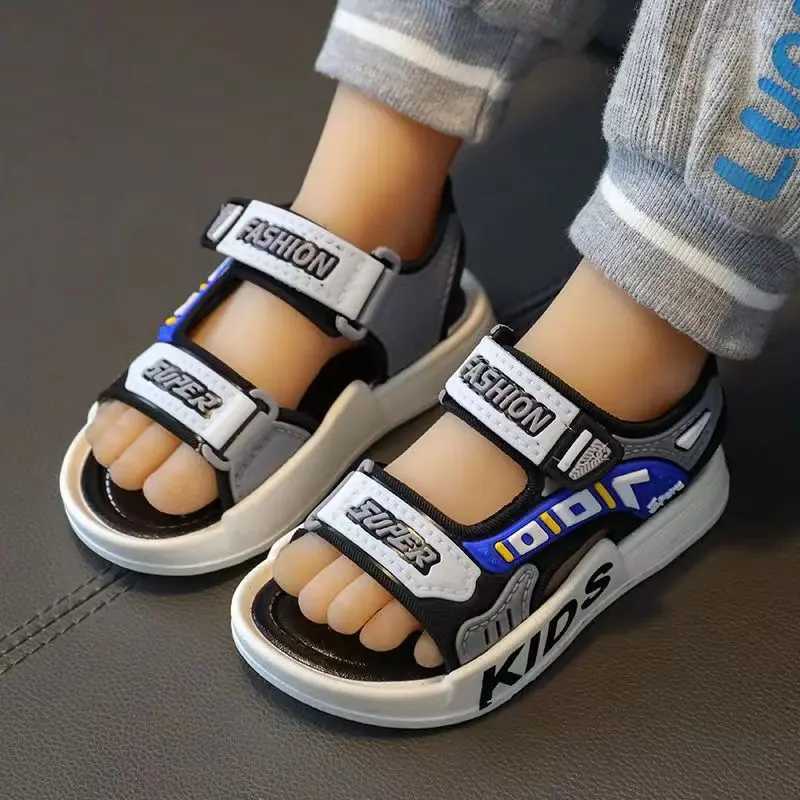 Sneakers Boys Girls Trendy Hook And Loop Sandals Wear-resistant Non-Slip Comfy Beach Shoes Summer H241221