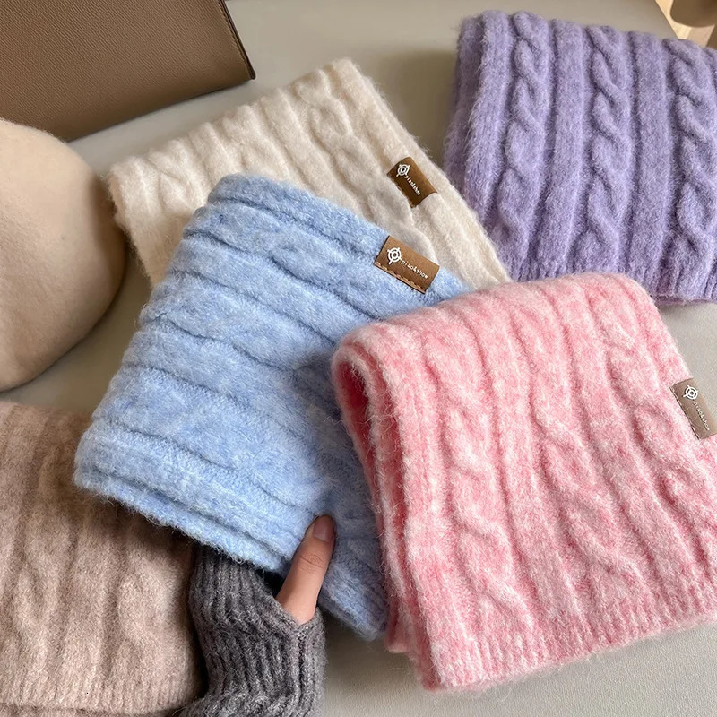 Korean Winter Fashion Versatile Solid Color Wool Blended Womens Scarf Warm High Quality Scarf Birthday Gift 241220