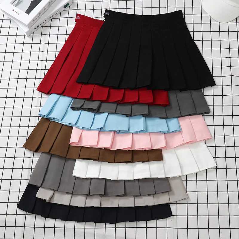 Skirt Black Womens High Waist Summer Clothes Vintage Korean Harajuku Red A Line Mini Eam School Pleated Short Skirts For WomenXJ241221