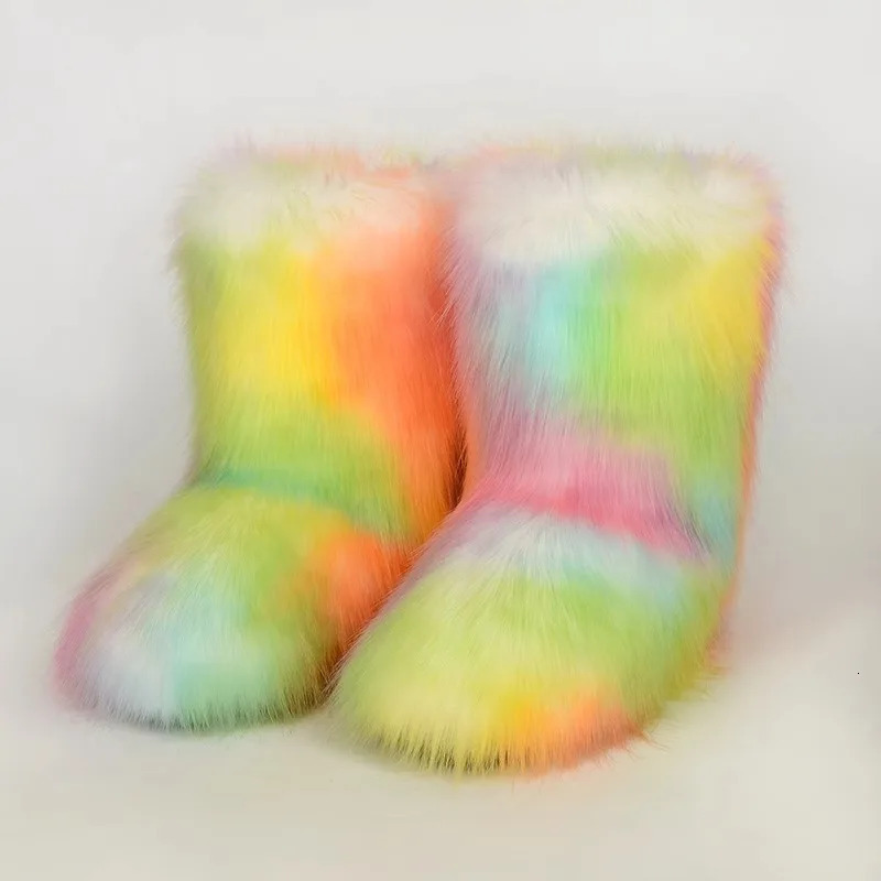 Winter Kids Warm Snow Boots Toddler Girl Puffy Fur Boots Children Furry Shoe Rubber Flat Non-slip Slip-on Boots Fur Shoes 241220