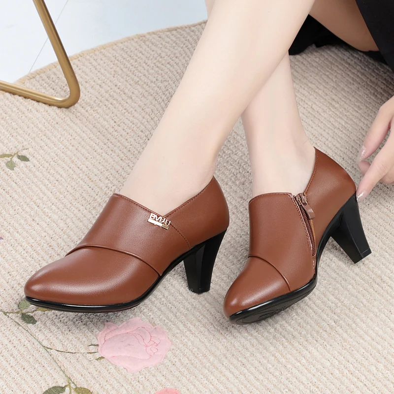 AIYUQI Fashion Shoes Women Autumn Genuine Leather Female Office Shoes High Heels Shoes For Women