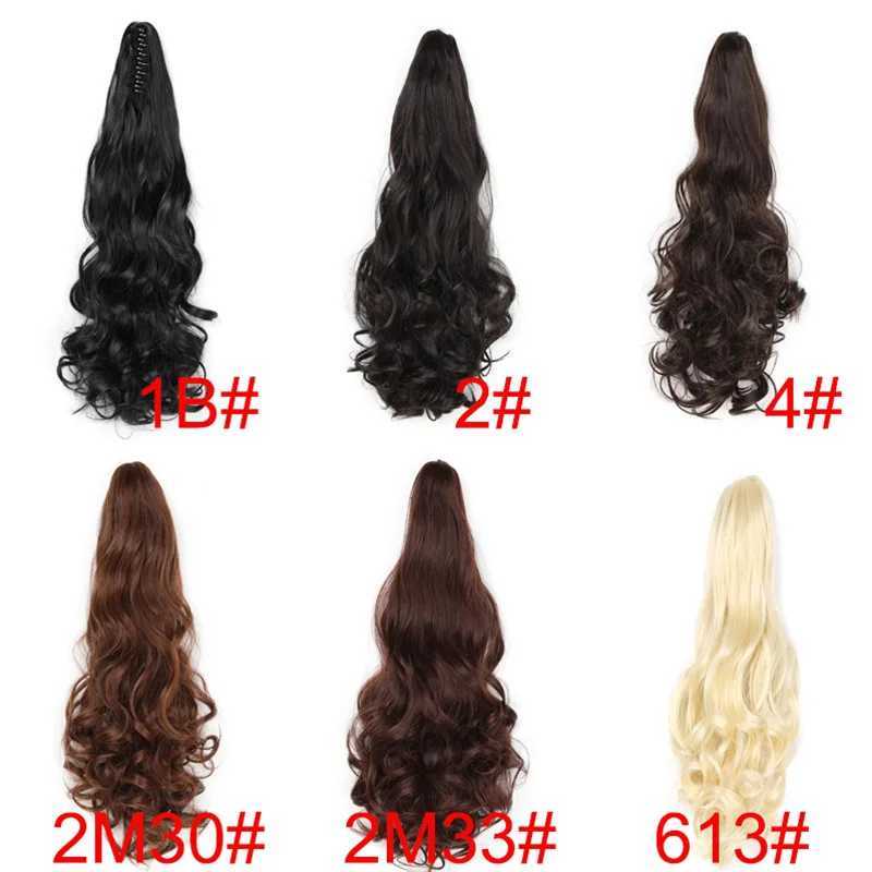 19Inch 26Colour Curly Ponytail Clip in Claw Hair Extension Natural Looking Synthetic Hairpiece for Women Claw Curly Ponytail WigXJ241221