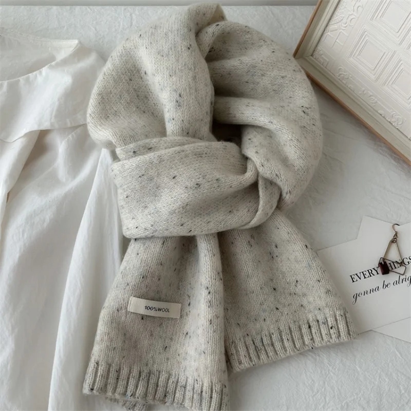 100% pure wool scarf Korean cute male and female couples winter warm neck 241220