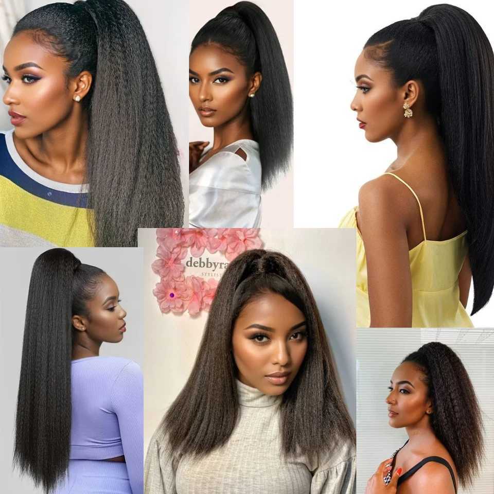14 Inch Yaki Hair Extensions Claw Clip Ponytail Hair Extensions Synthetic Kinky Straight Extension Clip In Pony TailsXJ241221