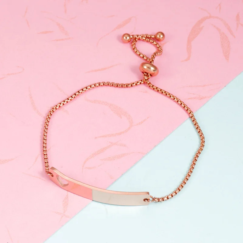 10Pcs/Lot Stainless Steel Mirror Polished ID Tag Hollow Heart Box Chain Bracelets For DIY Lover Gift 241214
