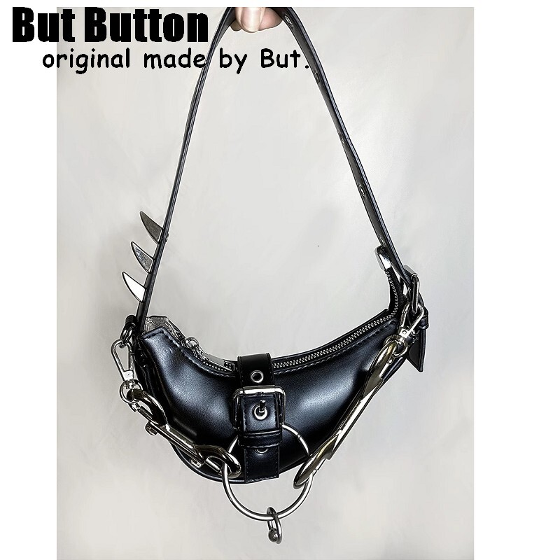 Y2k Girl Haruku Rivet Spike Gothic One Shoulder Handbag Womens Tote Dark Punk Rock Japanese Heavy Industry Ring Bag