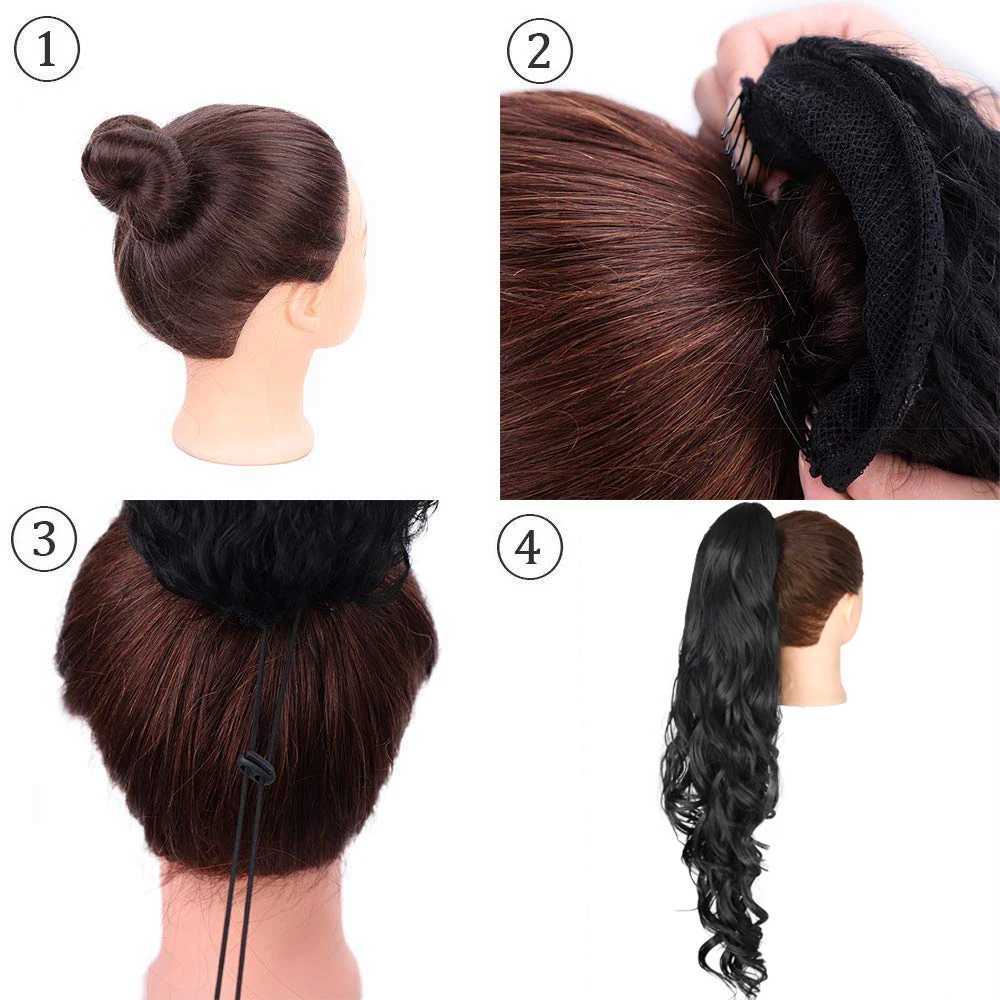 26 Synthetic Extension for Women Synthetic Long Body Wave Ponytail Extensions Black Drawstring Ponytail Clip in HairpieceXJ241221