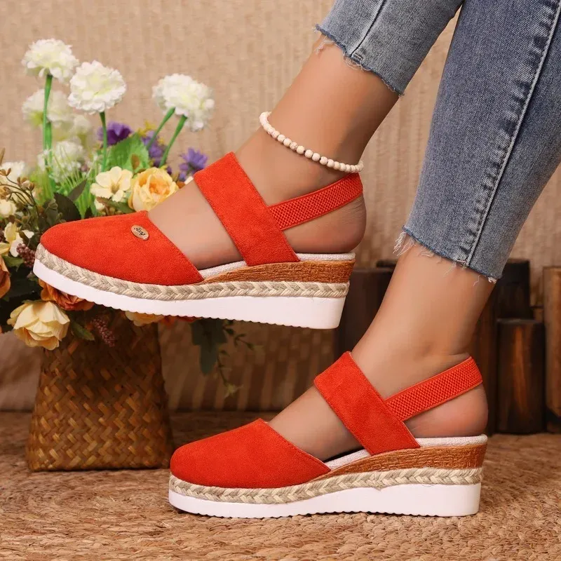 Summer Women en Plain 6cm Wedge Sandals Handmade Ladies Casual Comfortable womens shoes