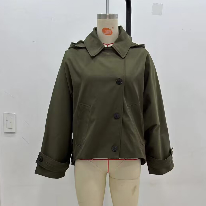TRAF Hooded Women's Trench Coat Long Sleeve Women's Windbreaker New in Coats and Jackets for Women Winter Coats Woman 2024