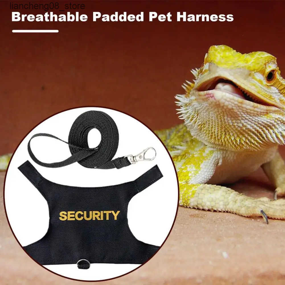 Other Pet Supplies Lizard Leash Harness Soft Padding Reptile Bearded Dragon Vest Top with Hook And Loop Small Animals Security Print Clothes L240910