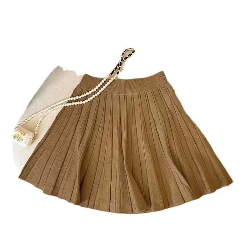 Ele High-Waisted Knit Mini Dress For Women Slimming Sensible Design Autumn/Winter A- Line Petite Skirt Without ExposureXJ241221