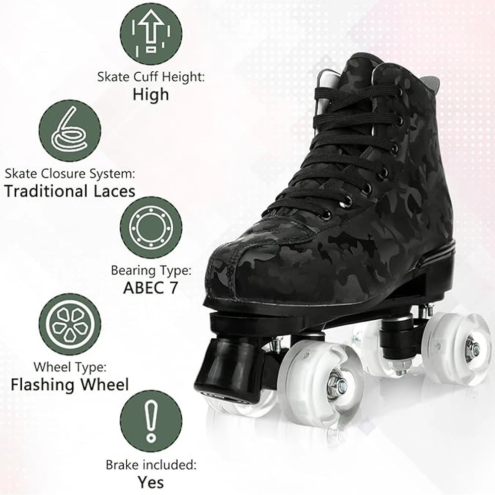 Outdoor Roller Skates Sports Double Row Skates Quad 4 Wheels Skating Women Flashing Roller Skates Shoes for Men Youth Boys Girls 241220