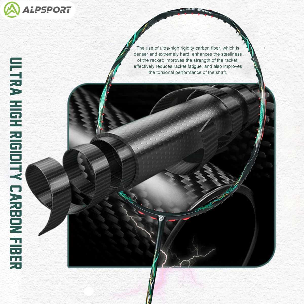 ALP V5 3.0 PRO MXH Buffer Technology Wave Frame Carbon Fiber Offensive Badminton Stand Black and White 5U ALPSPORT AgkistrodonW241221