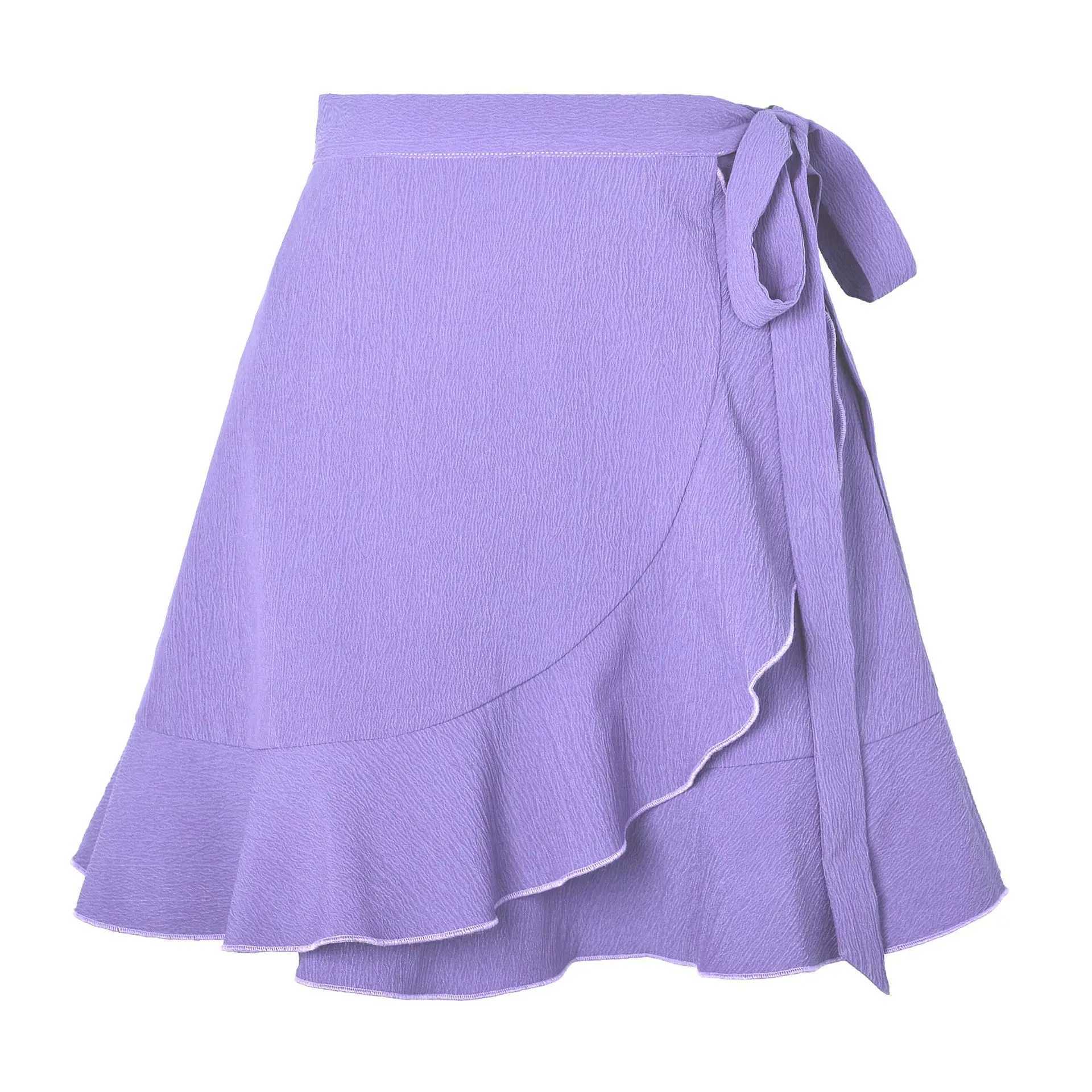 2024 Women Ruffle Skirt Summer High Waist Lace Up Solid Short Mini Vestidos LDY-WW6358XJ241221
