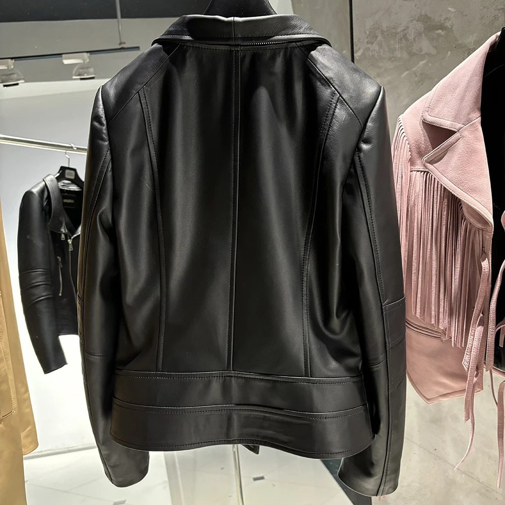 YOLOAgain Women Real Leather Jacket With Hood Genuine Sheepskin Coat 241216