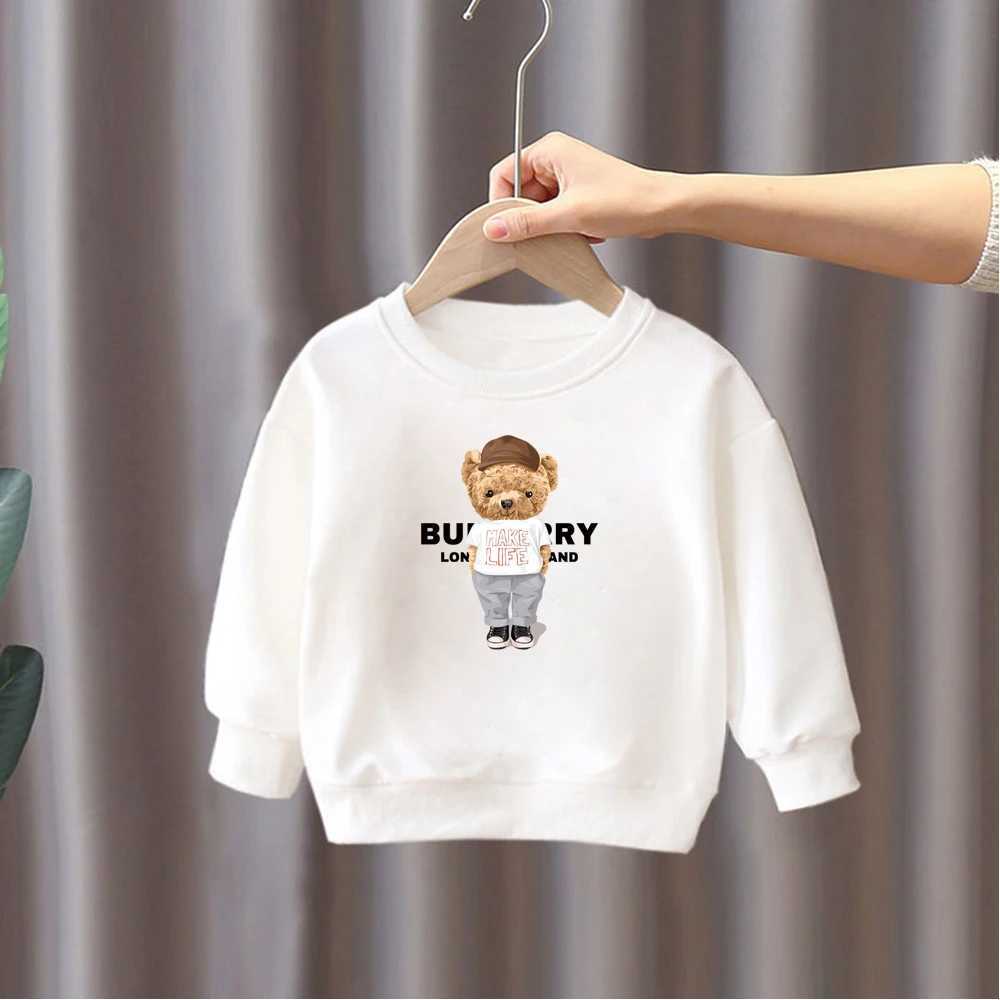 Hoodies Sweatshirts 2024 New Baby Luxury Brand Pullover Sweatshirt Autumn Childrens Cotton Printed Sweatshirt Long Sleeve Boys and Girls Fashion Childrens Top J24
