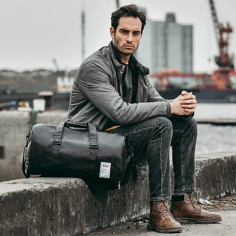 Fitness foreskin leather sports bag mens sports bag fitness yoga travel bag shoulder Sac De sports bag 241220