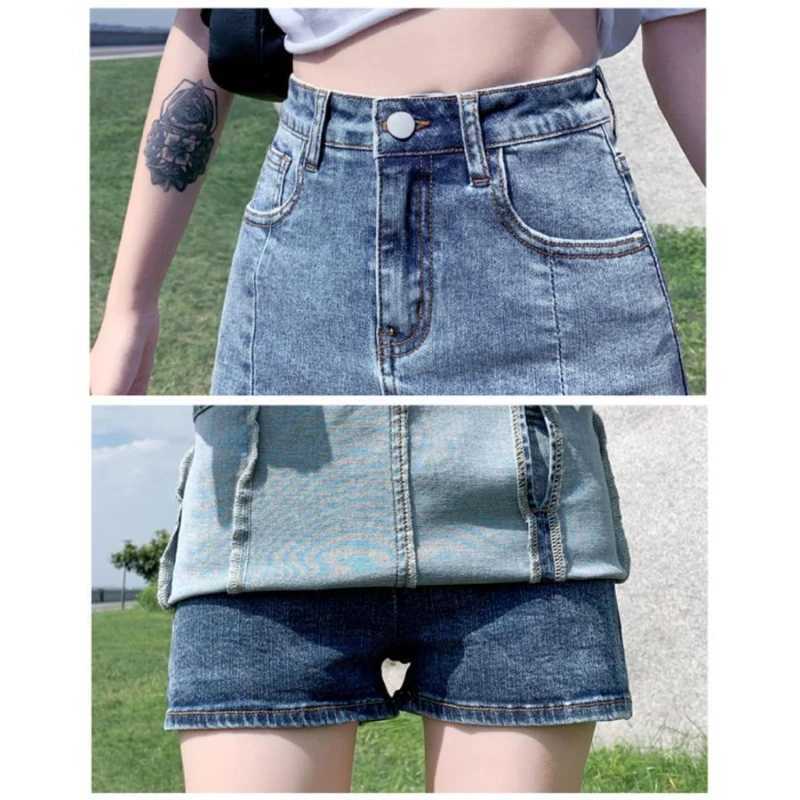 Korean High Wiast Denim Mini Skirt Women Sexy Hot Girl Tight Bag Hip Skirts Fe Slim Anti-Glare Short Split Skirts JK Y2KXJ241221
