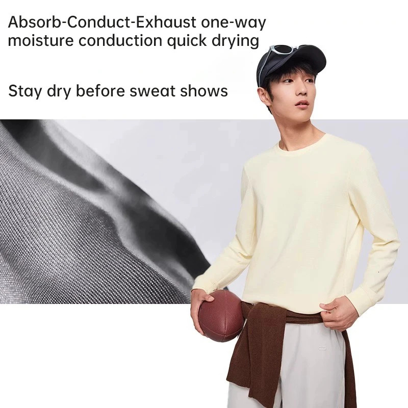 BENEUNDER Mens Outdoor LongSleeve TShirt QuickDry Loose Fit Sports Top Pure Color Breathable Versatile Round Neck Sweatshirt 241217