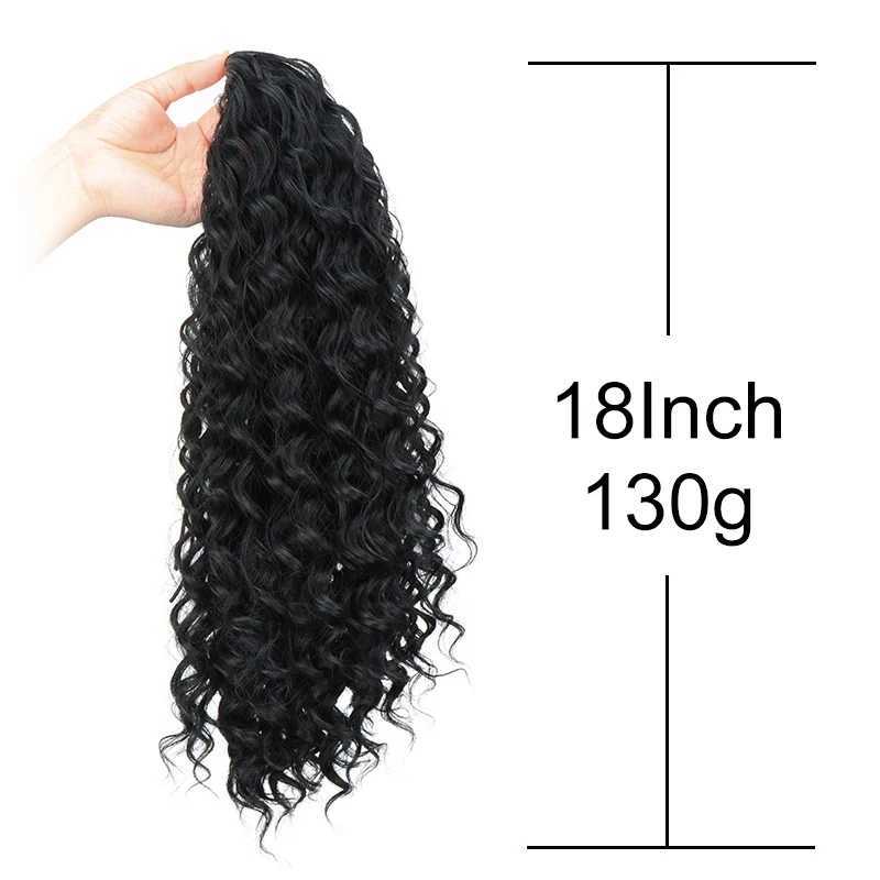 Synthetic 18Inch Long Kinky Curly Ponytail Drawstring Clip in Hair Extension Puff Afro Black Brown Hairpiece for WomenXJ241221