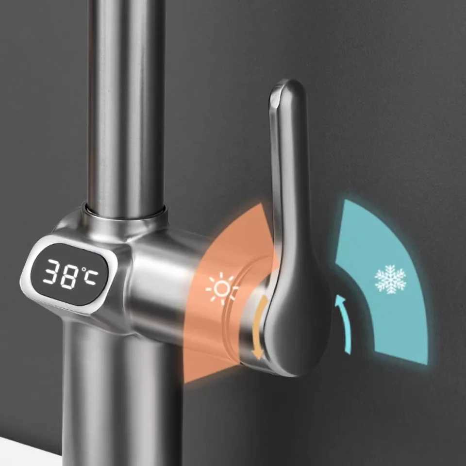 Kitchen Faucet Temperature Faucet Kitchen Pl Out Kitchen Sink Faucet Digital Display Function Rotatable Kitchen Taps Z241221