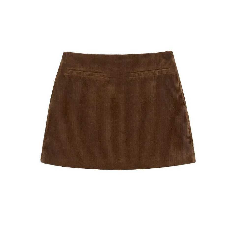 TR Woman Skirts Corduroy Mini Skirt Mid Waist Autumn Winter Warm Skirts For Women Streetwear Y2K Casual Short Skirts 1255529XJ241221