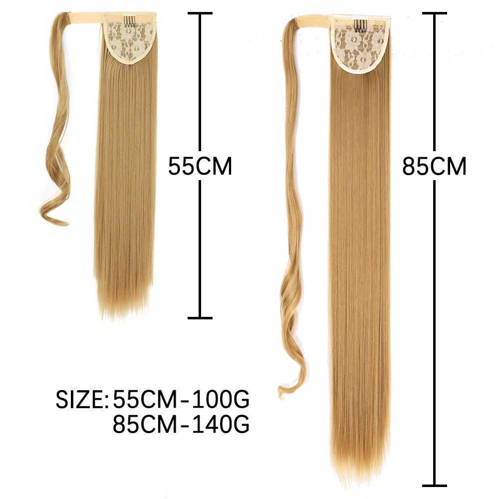 Synthetic 22 34 Long Straight Wrap Around Ponytail Clip In Hair Extension Blonde Brown Heat Resistant Pony Hairpiece For WomenXJ241221