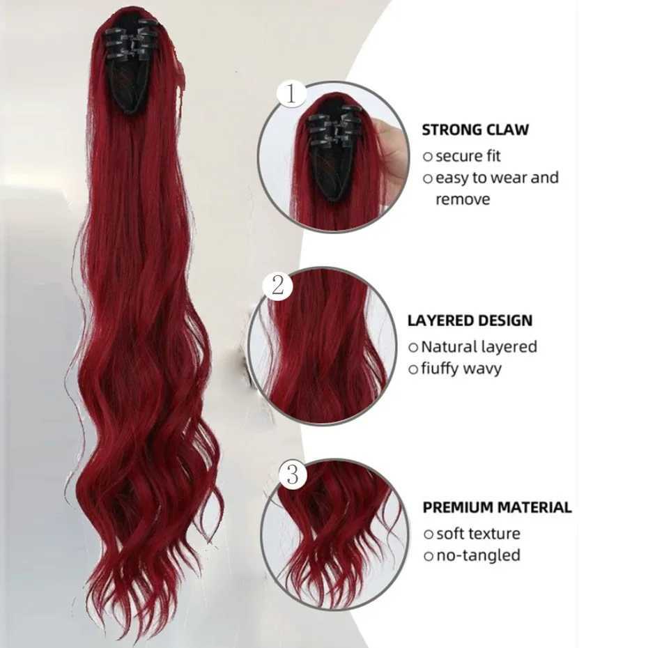 24 Inch Long Ponytail Synthetic Hair Extension With Claw For Women Long Curly Jaw Ponytail Hair Extainson for Women GirlsXJ241221