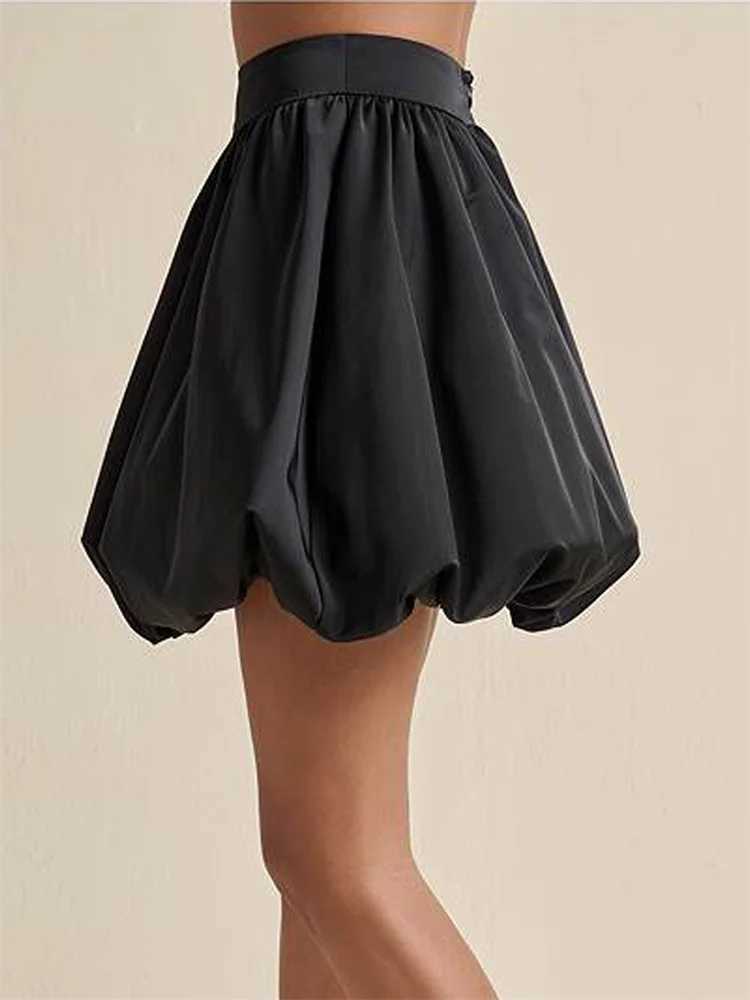 CHRONSTYLE Women Short Mini Tutu Skirts Loose Fit Casual Elastic Waist Black Solid Skirts for Summer Party Street Clubwear 2024XJ241221