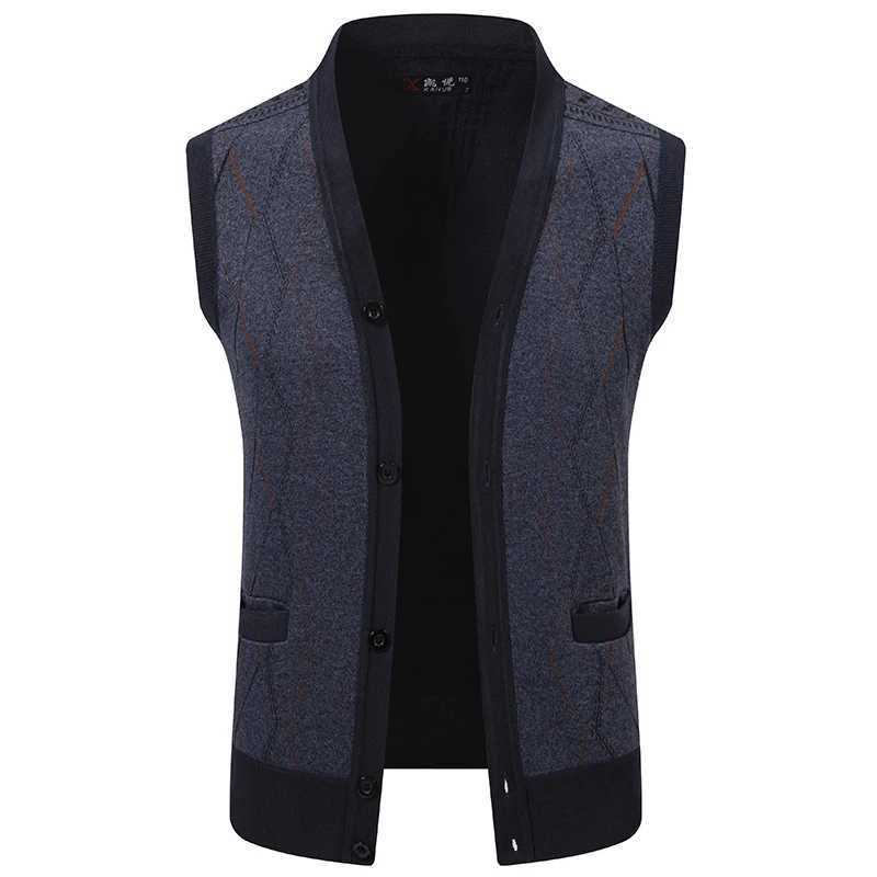 Mens Cardigan Sweater Vest with Autumn and Winter Warm Slim Knit Waistcoat For MenXJ241221