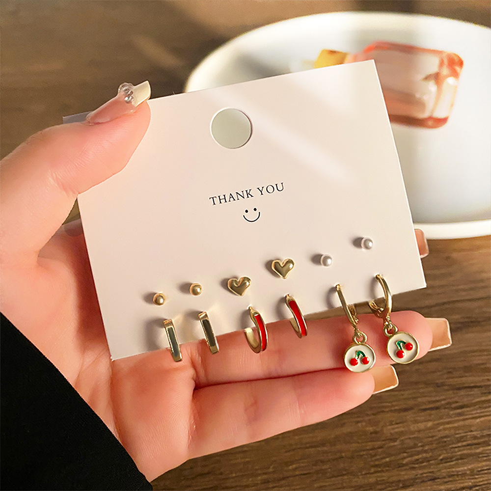 Inspirational Minimalist Heart Earring Set Pearl Crystal Enamel Women's Dangle Stud Drop Earrings 2025 New In Jewelry Party Wedding Valentine