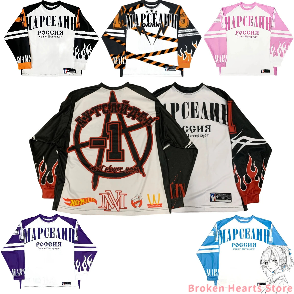 Harajuku Y2K Sprots Long Sleeves T shirts Men Hip hop Casual Fashion Streetwear Loose Baseball Jersey Tops Clothing 241217