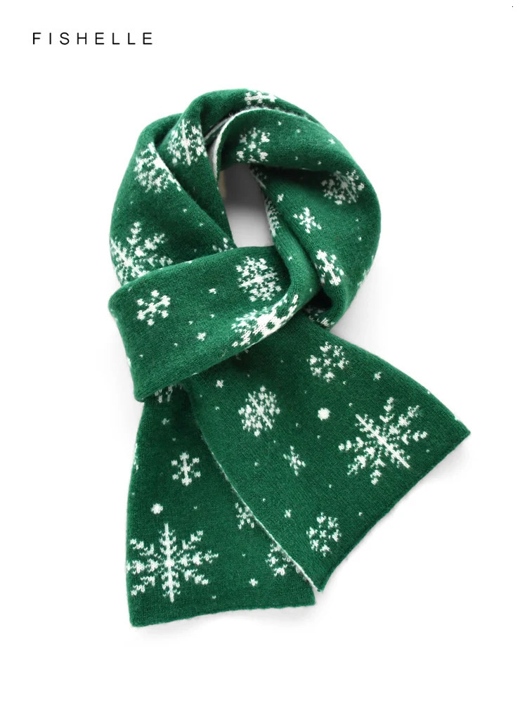Christmas Scarf Fashion Gifts Red Green Elk Snowflake Autumn Winter Knitted Wool Warmth Year Scarves For Adults Kids 241220