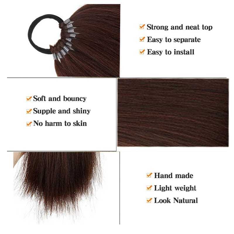 22Inch Synthetic Ponytail Extensions With Hair Tie Wrap Around Hair Braid Tail Rubber Band Hair Ring Ombre Braid DIYXJ241221