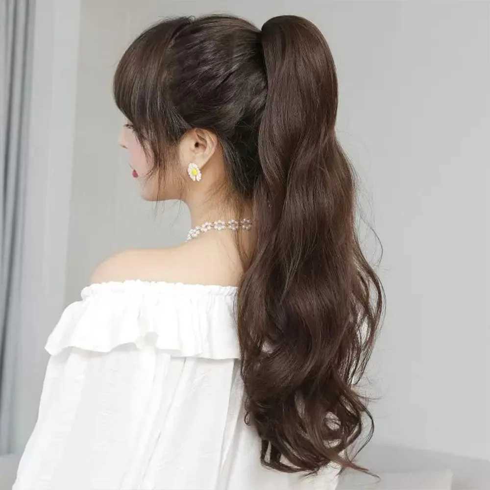 Synthetic Long Straight Claw Clip On Ponytail Hair Extensions 50cm Heat Resistant Pony Tail Hair piece For Women Daily PartyXJ241221